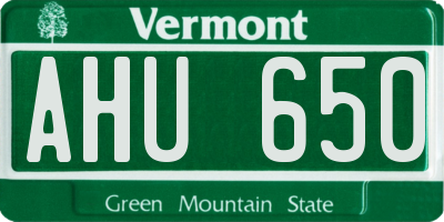 VT license plate AHU650