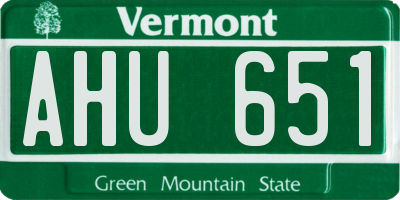 VT license plate AHU651