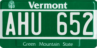 VT license plate AHU652