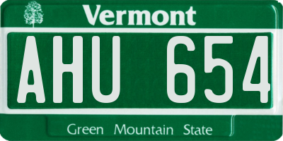 VT license plate AHU654