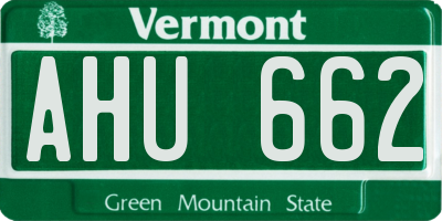 VT license plate AHU662