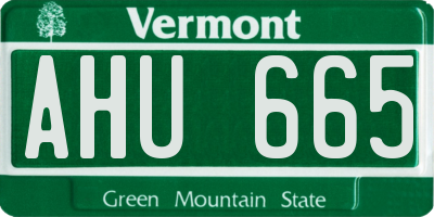 VT license plate AHU665