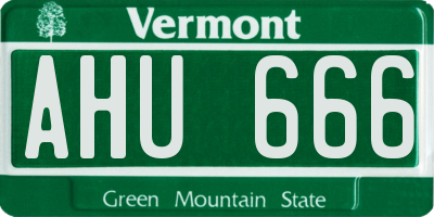 VT license plate AHU666