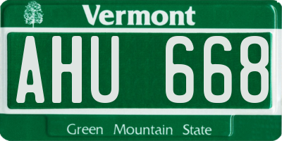 VT license plate AHU668