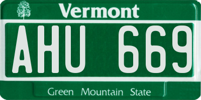 VT license plate AHU669