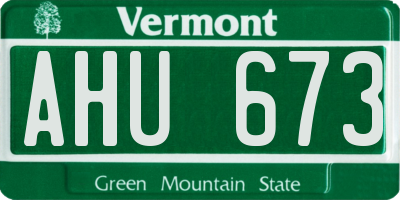 VT license plate AHU673
