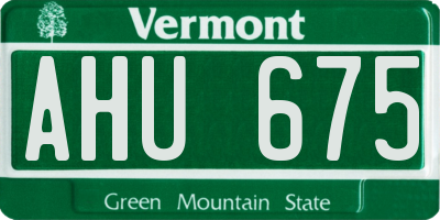 VT license plate AHU675
