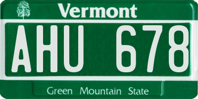 VT license plate AHU678