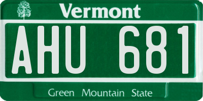 VT license plate AHU681