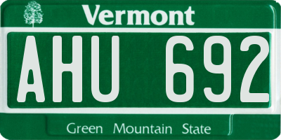 VT license plate AHU692
