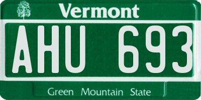 VT license plate AHU693
