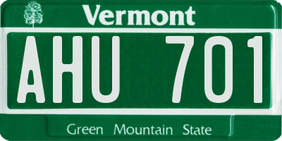 VT license plate AHU701
