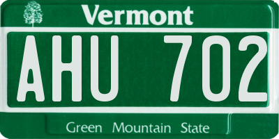 VT license plate AHU702