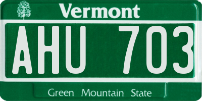 VT license plate AHU703