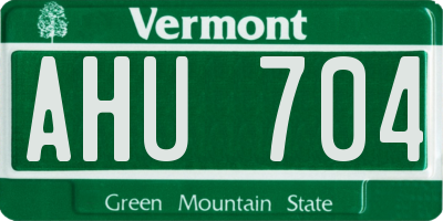 VT license plate AHU704