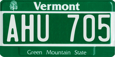 VT license plate AHU705