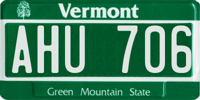 VT license plate AHU706