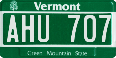 VT license plate AHU707