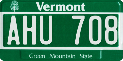 VT license plate AHU708