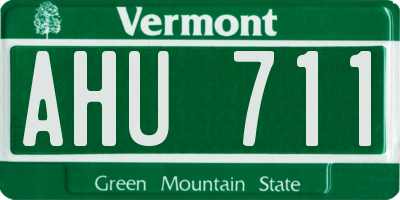 VT license plate AHU711