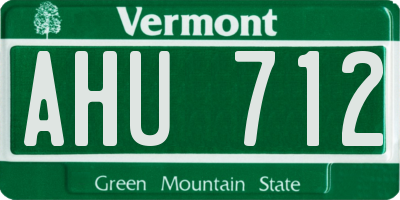 VT license plate AHU712