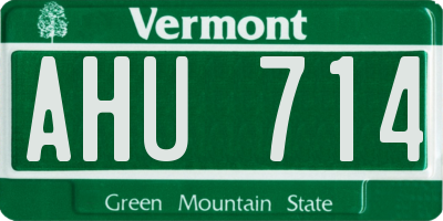 VT license plate AHU714