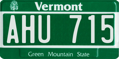 VT license plate AHU715