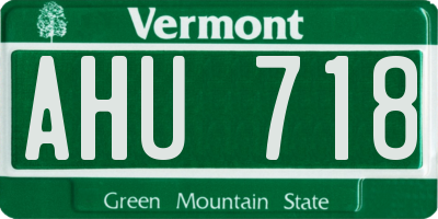 VT license plate AHU718