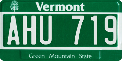 VT license plate AHU719