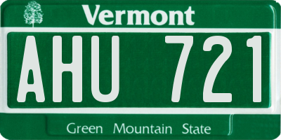 VT license plate AHU721