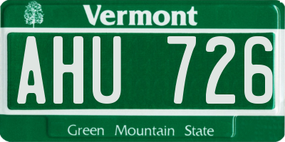 VT license plate AHU726