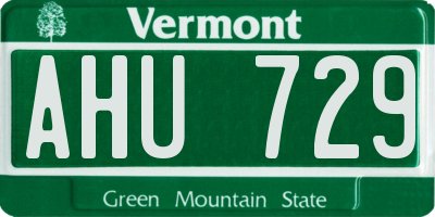 VT license plate AHU729