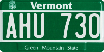 VT license plate AHU730
