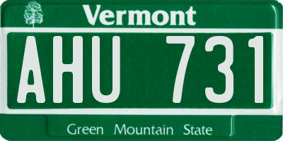 VT license plate AHU731