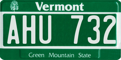 VT license plate AHU732