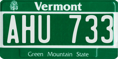VT license plate AHU733