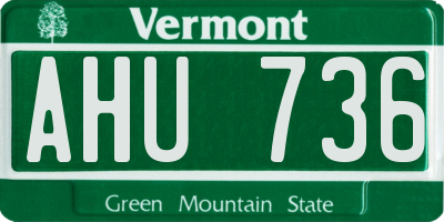 VT license plate AHU736