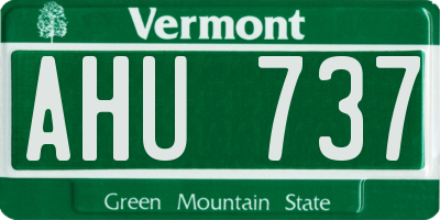 VT license plate AHU737