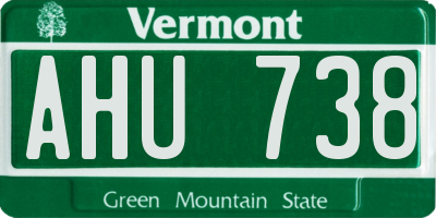 VT license plate AHU738