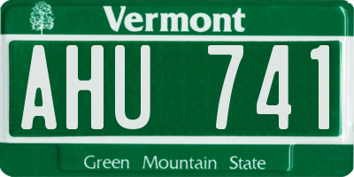 VT license plate AHU741