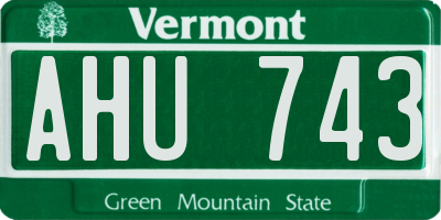 VT license plate AHU743