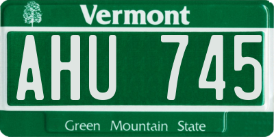 VT license plate AHU745