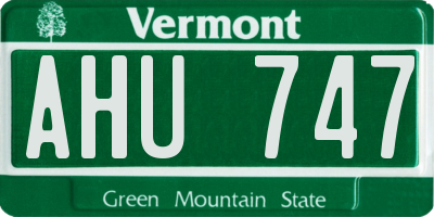 VT license plate AHU747