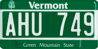 VT license plate AHU749