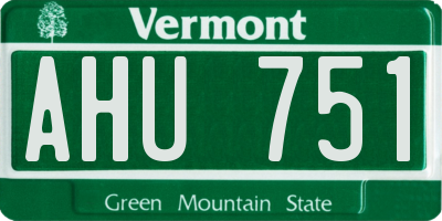 VT license plate AHU751