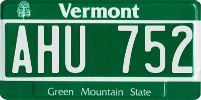 VT license plate AHU752