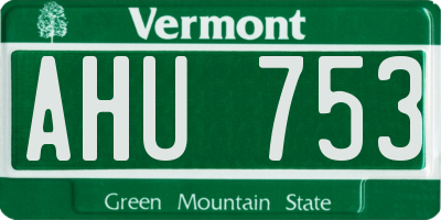 VT license plate AHU753