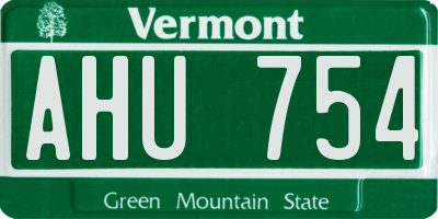 VT license plate AHU754