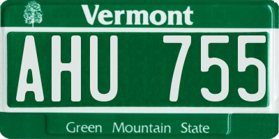 VT license plate AHU755