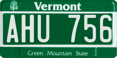VT license plate AHU756